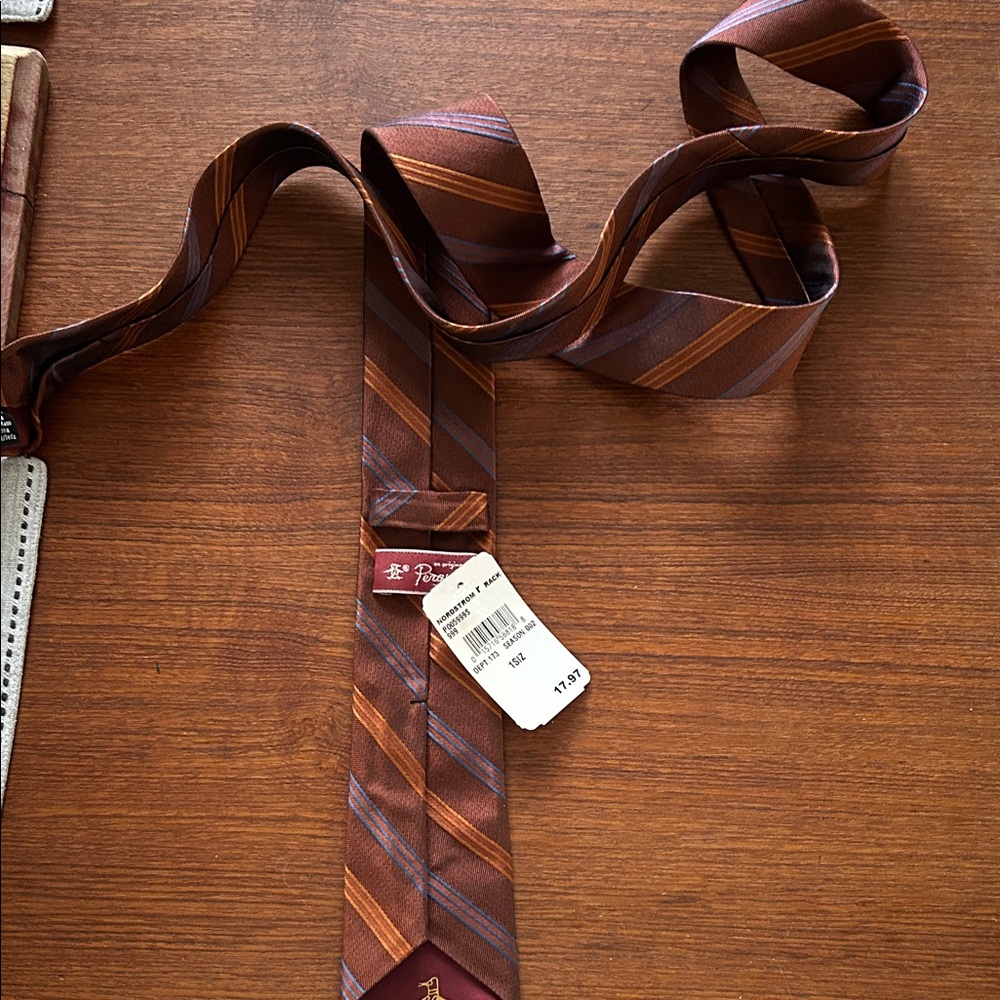 Original Penguin Brown and Orange Striped Tie